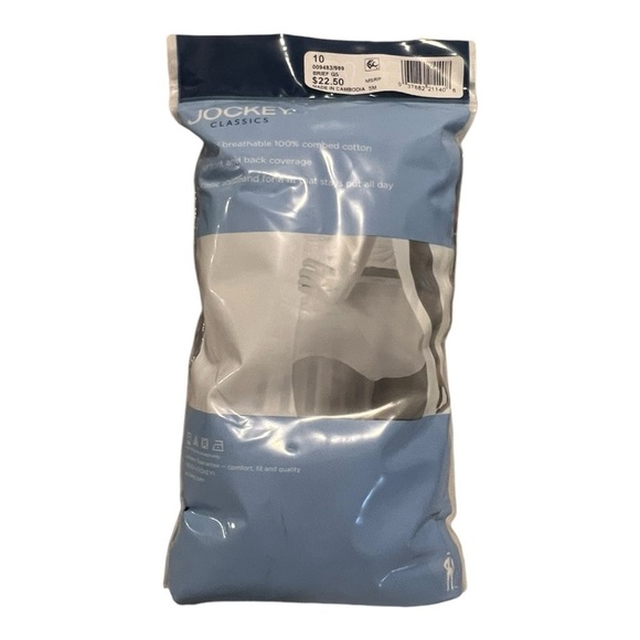 Jockey Scalloped Elastic Waistband Womens Size 10 Classic Fit 100% Combed Cotton - Picture 2 of 2